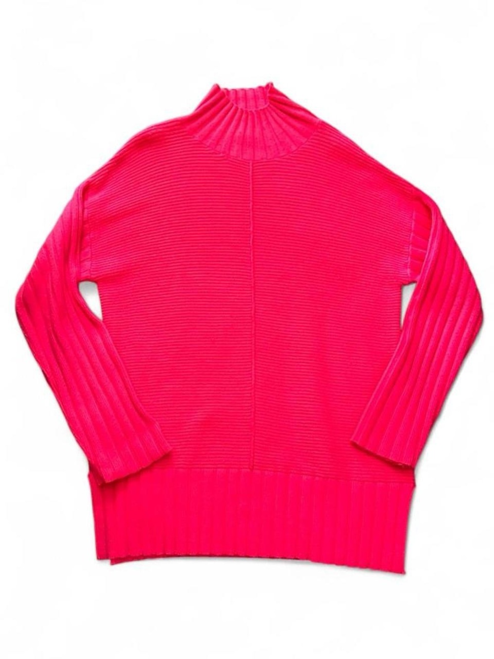 crown & ivy Ribbed Mock Neck Sweater — Hot Pink